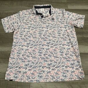 Puma Golf X Volition Jet Lines Men's Polo Shirt in Blue and Red Pattern Size XL